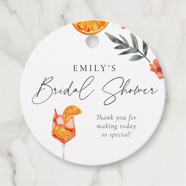 Aperol Spritz Brautparty Classic Round Sticker Geschenkanhänger (Vorderseite)