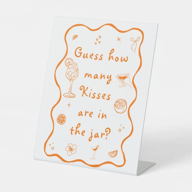 Aperol Spritz Brautparty Guess Wie viele Sockelschild (Vorderseite)