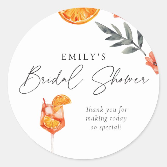 Aperol Spritz Bridal Shower Classic Round Sticker (Vorderseite)