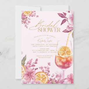 Aperol Spritz Bright Floral Brautparty Einladung