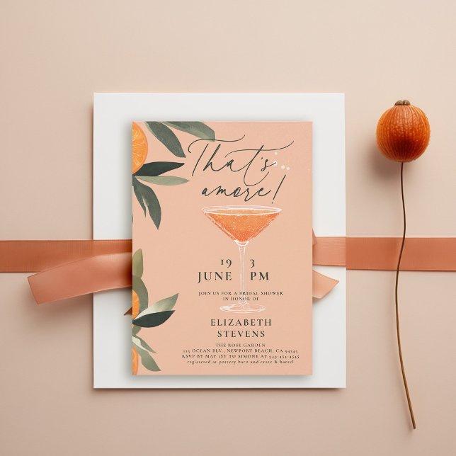 Aperol Spritz Citrus Modern Amore Brautparty Einladung (aperol spritz bridal shower invitation watercolor cocktail  brunch garden pool party summer amore)