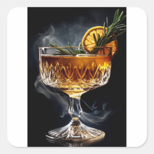 Aperol Spritz Cocktail auf dunklem Hintergrund Quadratischer Aufkleber