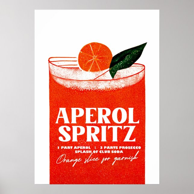 Aperol Spritz Cocktail Big Orange Glass Poster (Vorne)