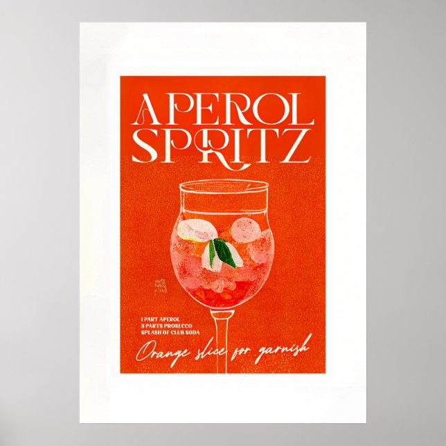 Aperol Spritz Cocktail Big Orange Glass Poster (Vorne)