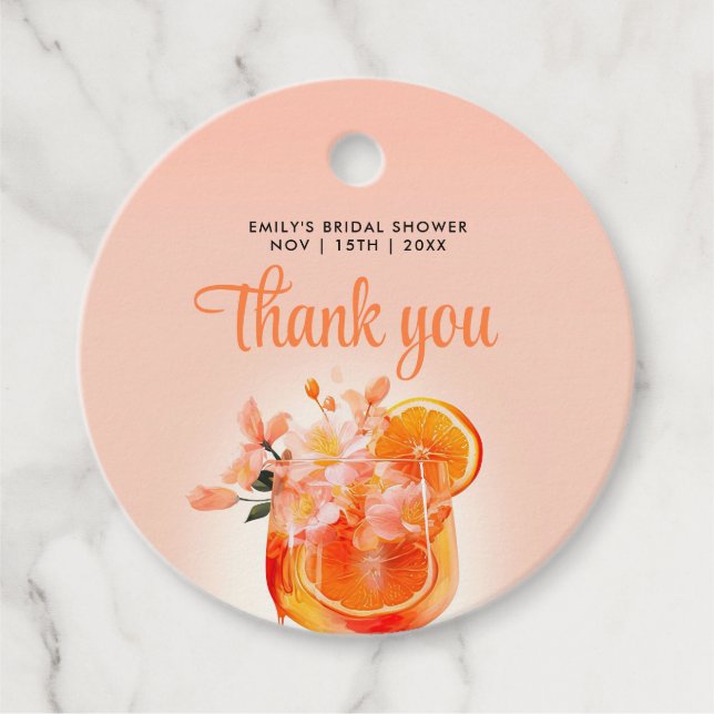 Aperol Spritz Cocktail Brautparty Geschenkanhänger (Vorderseite)