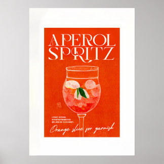 Aperol Spritz Cocktail große Orangenglas Poster