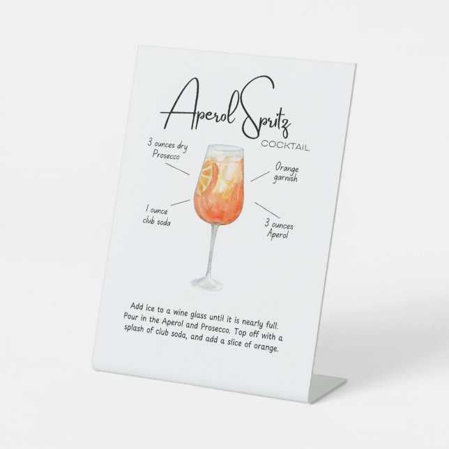 Aperol Spritz Cocktail Pedestal Sign Sockelschild (Vorderseite)