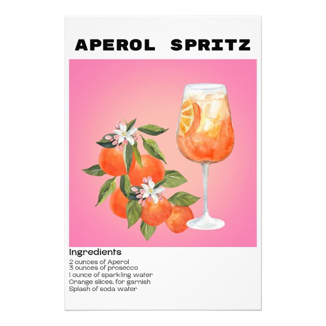 Aperol Spritz Cocktail Rezept Blume Art Fotodruck (Vorne)