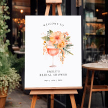 Aperol Spritz Floral Brautparty Begrüßungszeichen