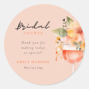 Aperol Spritz Floral Brautparty Runder Aufkleber