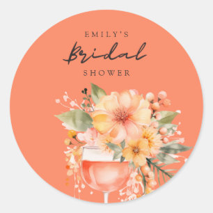 Aperol Spritz Floral Brautparty Runder Aufkleber