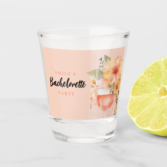 Aperol Spritz Floral Junggeselinnen-Abschied Schnapsglas (Vorderseite)
