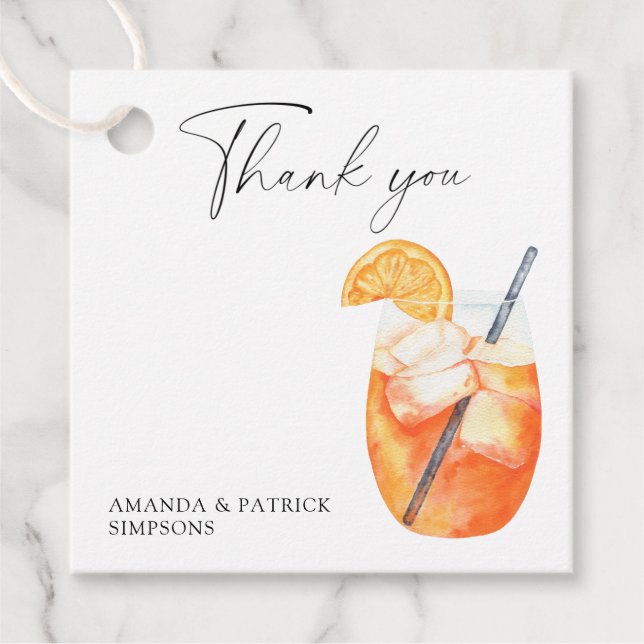 Aperol Spritz - Hochzeit Danke Geschenkanhänger (Vorderseite)