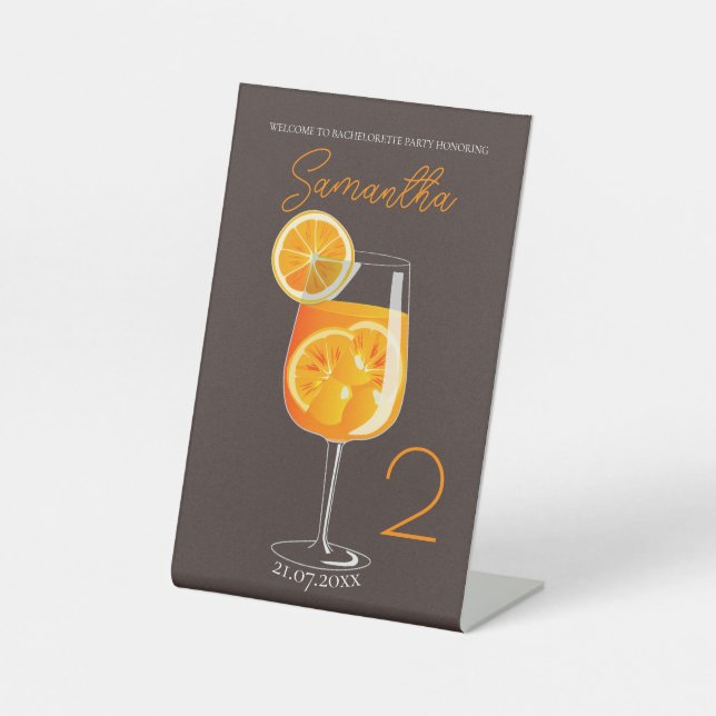 Aperol Spritz Junggeselinnen-Abschied Willkommen Sockelschild (Vorderseite)