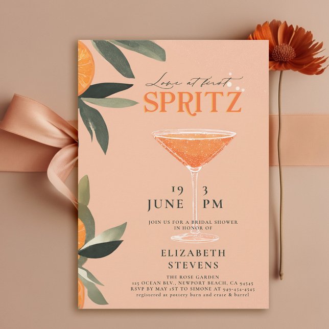 Aperol Spritz Liebe Citrus Brunch Brautparty Einladung (aperol spritz bridal shower invitation watercolor cocktail theme brunch garden pool party summer)