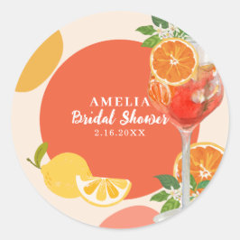 Aperol-Spritz-Liebe im ersten Spritz-Brautparty Runder Aufkleber