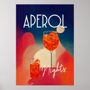 Aperol Spritz Nächte Retro Cocktail Poster