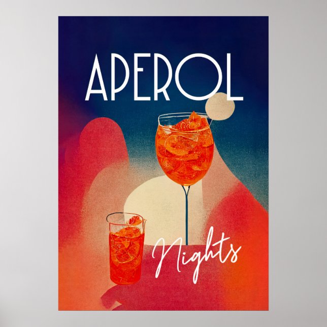 Aperol Spritz Nights Retro Cocktail Poster (Vorne)