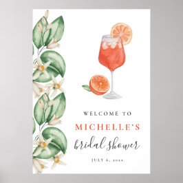 Aperol Spritz Orange Brautparty Begrüßungszeichen Poster