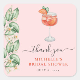 Aperol Spritz Orange Brautparty Quadratischer Aufkleber