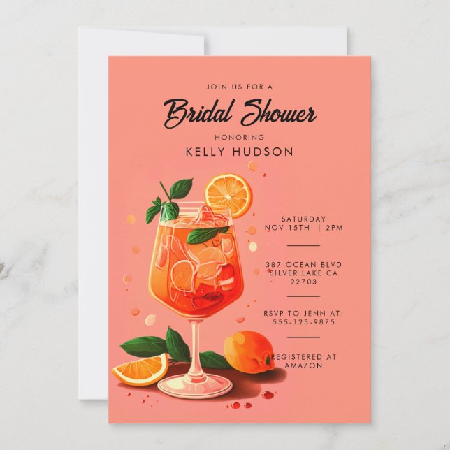 Aperol Spritz Orange Bridal Dusche Einladung (Vorderseite)