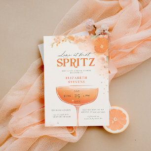 Aperol Spritz Orange Floral Cocktail Brautparty Einladung