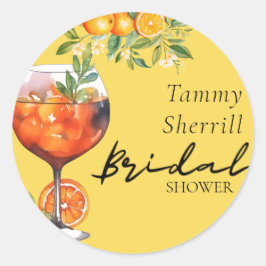 Aperol Spritz Orange Watercolor Brautparty Runder Aufkleber