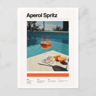 Aperol Spritz & Schwimmbad Poster Postkarte