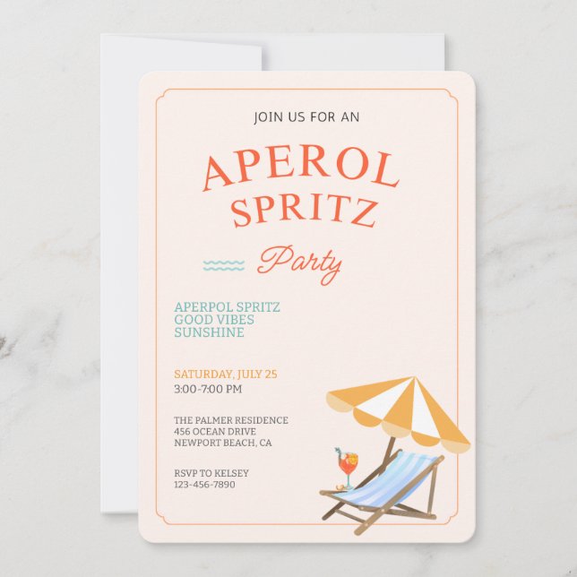 Aperol Spritz Strandparty-Einladung Ankündigung (Vorderseite)