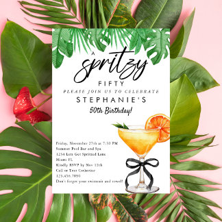 Aperol Spritz Tropischer Cocktail Chic 50. Geburts Einladung