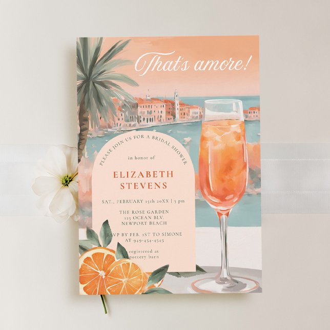 Aperol Spritz Venice Summer Chic Brautparty Einladung (aperol spritz bridal shower invitation citrus cocktail summer brunch garden pool party venice amore)