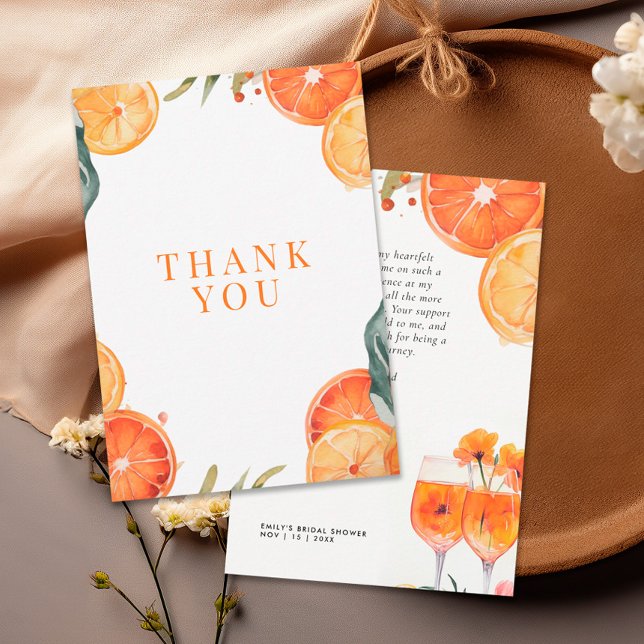 Aperol Spritz Watercolor Brautparty Dankeskarte (Von Creator hochgeladen)