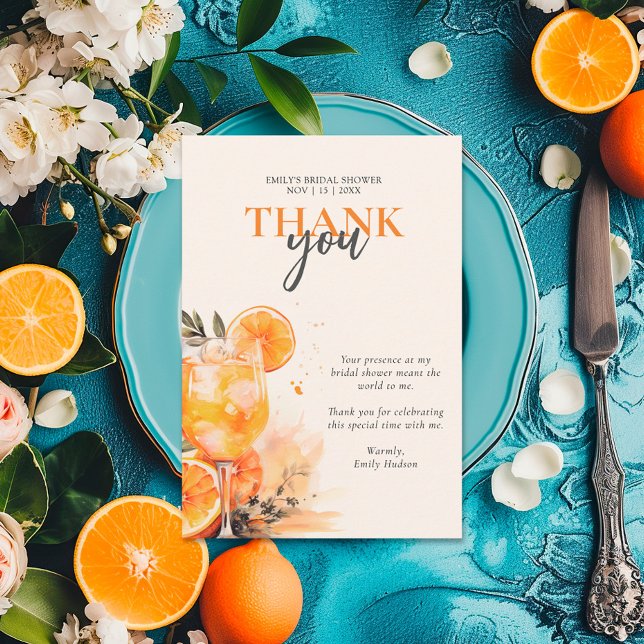 Aperol Spritz Watercolor Brautparty Dankeskarte (Von Creator hochgeladen)