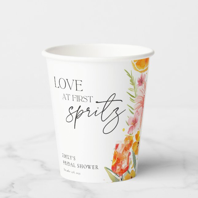 Aperol Spritz Watercolor Brautparty Pappbecher (Vorderseite)