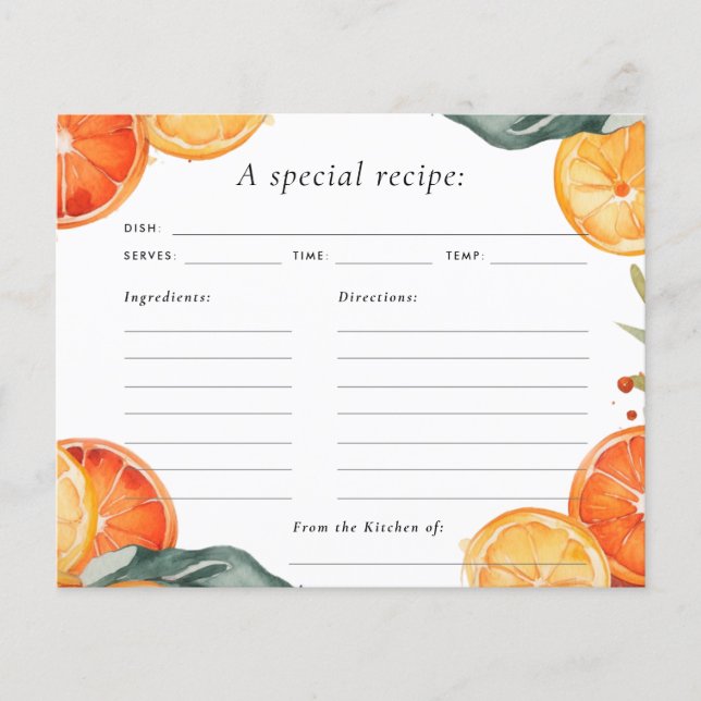 Aperol Spritz Watercolor Brautparty Rezept Card (Vorderseite)