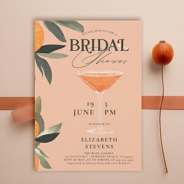 Aperol Spritz Watercolor Modernes Chic Brautparty Einladung (aperol spritz bridal shower invitation watercolor cocktail theme brunch garden pool party summer)