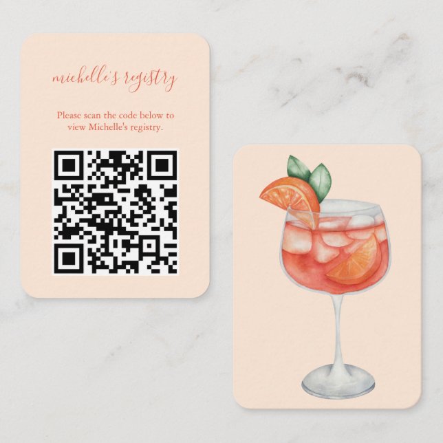 Aperol Spritz Wedding BridalShower Details QR Code Begleitkarte (Vorne/Hinten)