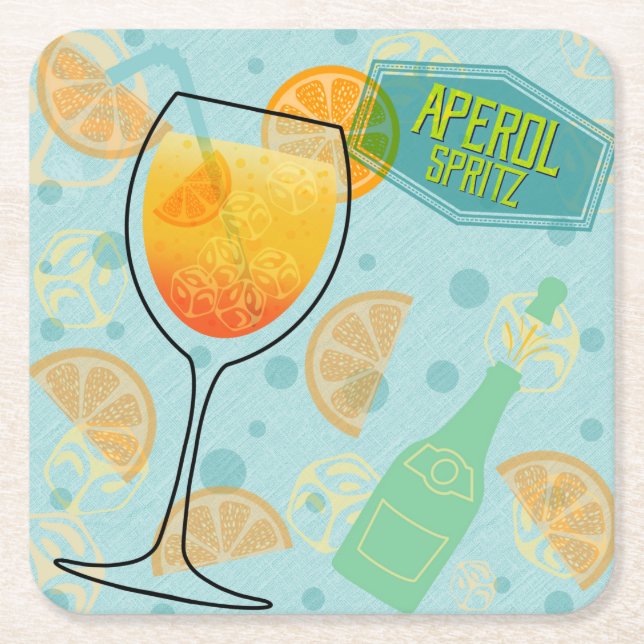 Aperol SpritzSquare Rechteckiger Pappuntersetzer (Vorderseite)