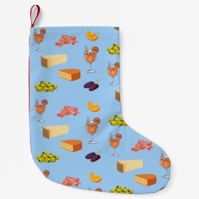 Aperol- und Käse-Muster Kleiner Weihnachtsstrumpf (Vorderseite)