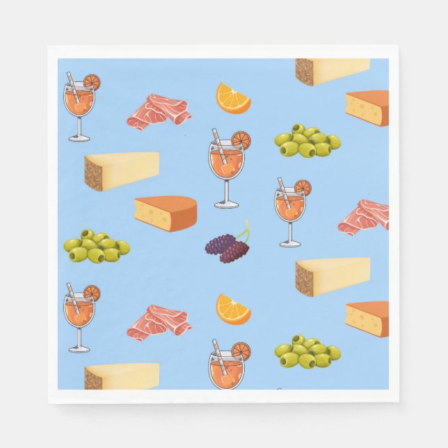 Aperol- und Käse-Muster Serviette (Vorderseite)
