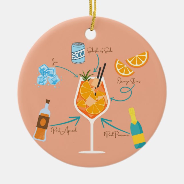 Aperolrecipe Keramik Ornament (Vorne)