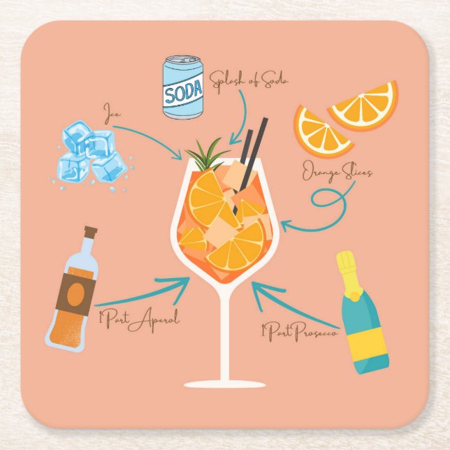 Aperolrecipe Rechteckiger Pappuntersetzer (Vorderseite)