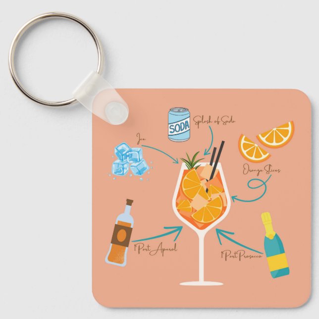 Aperolrecipe Schlüsselanhänger (Vorderseite)