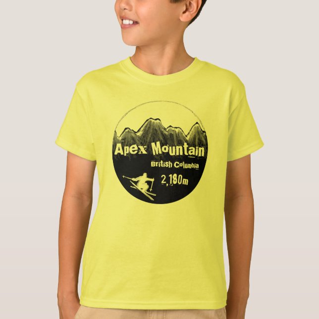 Apex Mountain British Columbia Jungs Gelber Skiabs T-Shirt (Vorderseite)