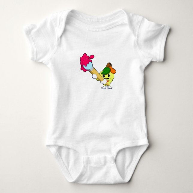 Apfel als Maler mit Pinsel Baby Strampler (Vorderseite)