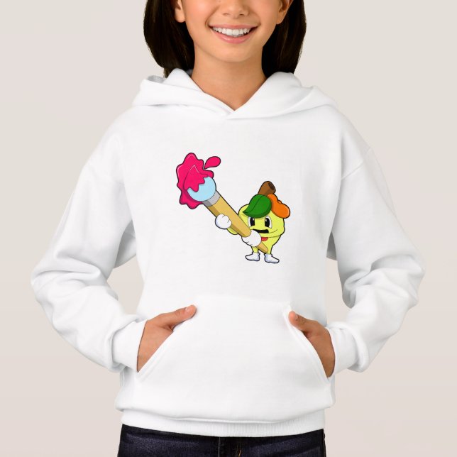 Apfel als Maler mit Pinsel Hoodie (Vorderseite)