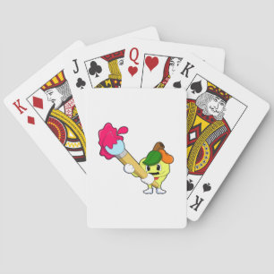 Apfel als Maler mit Pinsel Spielkarten