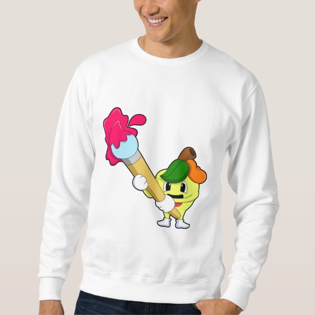 Apfel als Maler mit Pinsel Sweatshirt (Vorderseite)