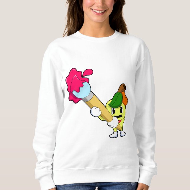 Apfel als Maler mit Pinsel Sweatshirt (Vorderseite)