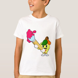 Apfel als Maler mit Pinsel T-Shirt